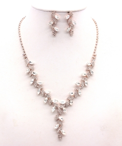 Rhinestone Necklace Set  NB300628 ROSEGOLD CL